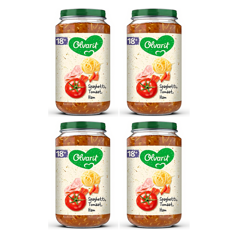 Olvarit Spaghetti tomate jambon Snack pour bébé 18 mois+ 250 g * 4