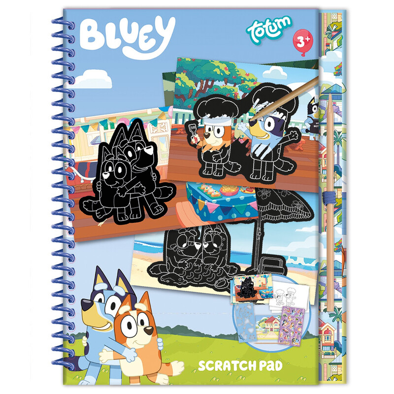 Totum Bluey Scratchbook Activity Set， with Scratch Cards， Stencil & Stickers