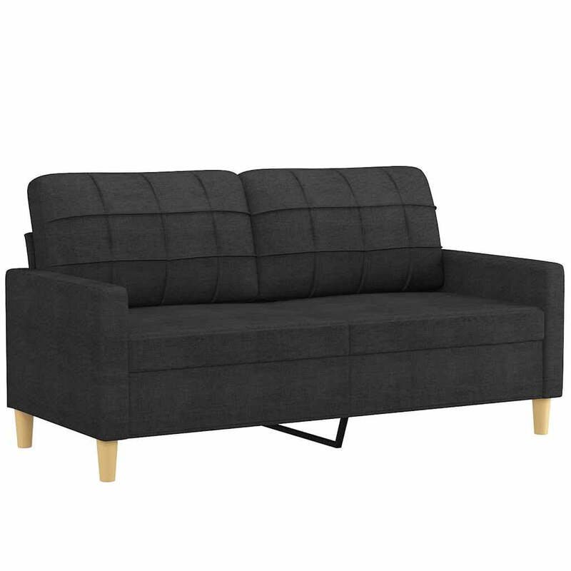 vidaXL 158×77×80 cm 2-Sitzer-Sofa aus strapazierfähigem schwarzem Stoff, dick gepolstert