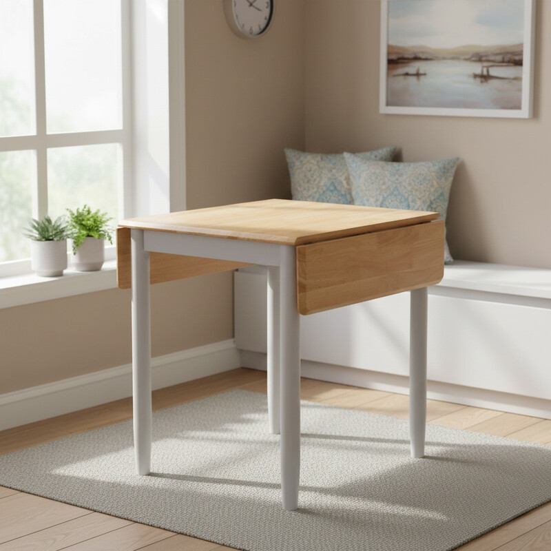 Dining Table Altona Rectangle Extendable Drop Leaf Grey/Oak 76x61-97cm