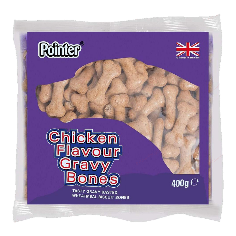 Pointer Chicken Gravy Bones Baked Dog Treats 400G