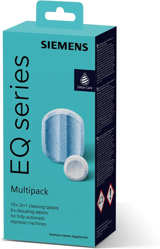 Siemens Multipack TZ80003A, 10 Reinigungstabletten, 6 Entkalkungstabletten, für EQ-Serie Kaffeevollautomaten und Einbaugeräte