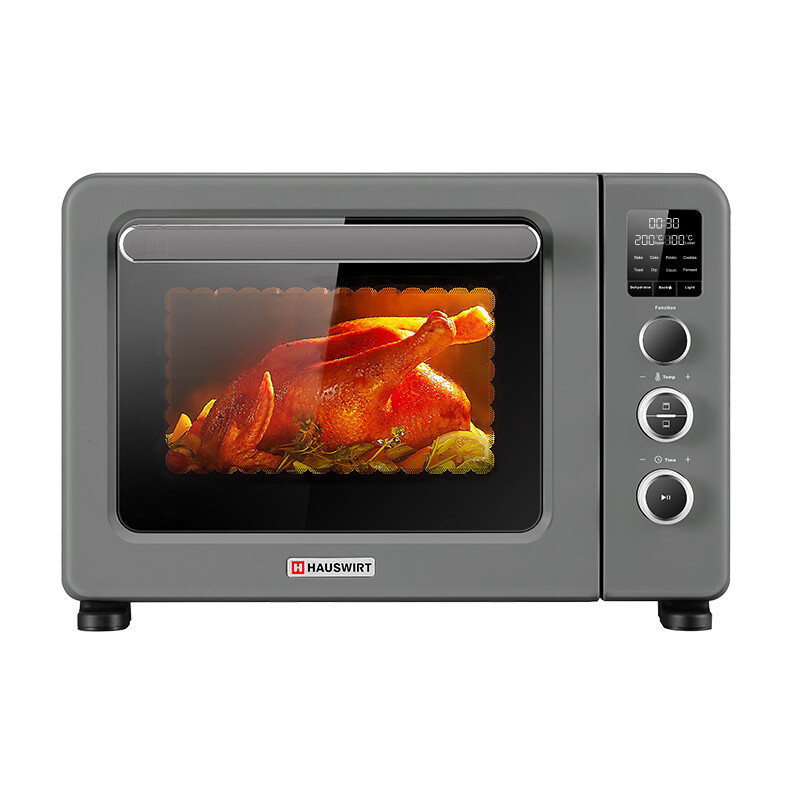 HAUSWIRT C40 slimme heteluchtoven met thermometer, oven met grote capaciteit van 35 l, bakrek met vier niveaus, led-display, grijs