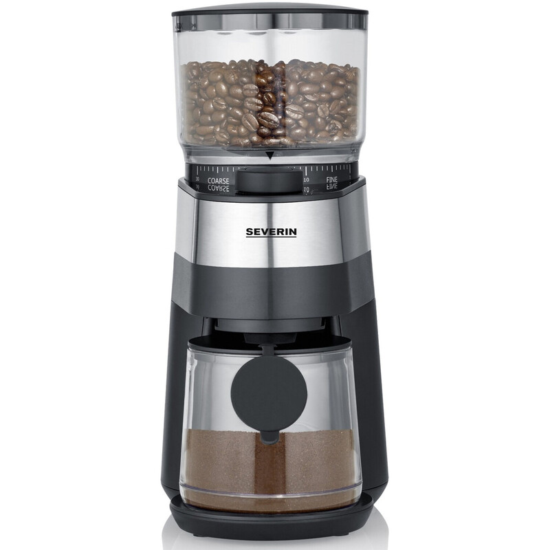 Severin Kaffeemühle KM 3880 mit Scheibenmahlwerk, 30 Mahlstufen, Mengendosierung & Edelstahl Design für aromaschonenden Kaffeegenuss