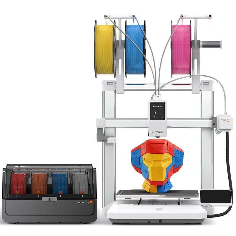 ANYCUBIC Kobra X Combo Mehrfarbiges 3D-Drucker mit ACE 2 Pro, 4 integrierte Farben & 19 erweiterbare Farben, 260 × 260 × 260 mm, 600 mm/s Hochgeschwindigkeitsdruck, KI-Erkennung, LeviQ 3.0