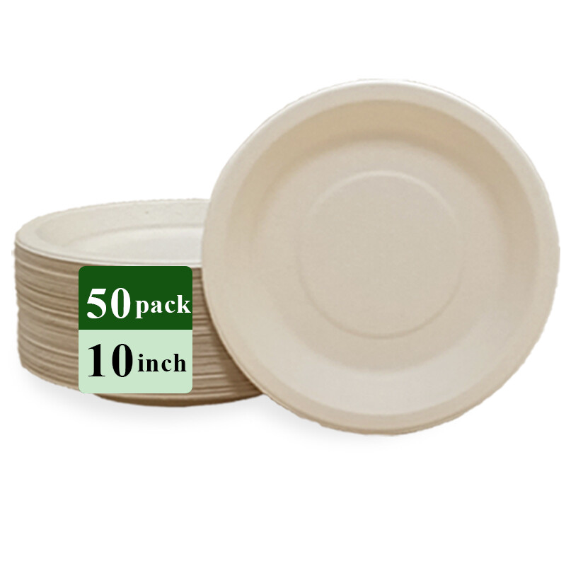 Ruibamboo disposable bamboo fiber plate 10 inches 50pack