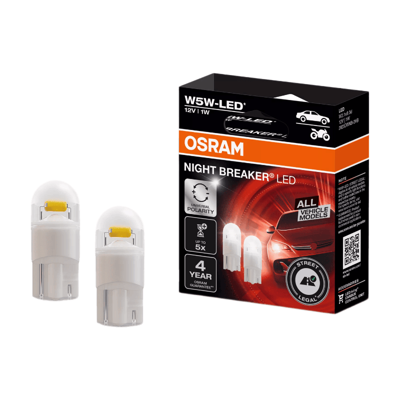 OSRAM NIGHT BREAKER LED W5W, universele parkeer-/stand-/interieurverlichting met wegtoelating, voor alle voertuigen, 12 V