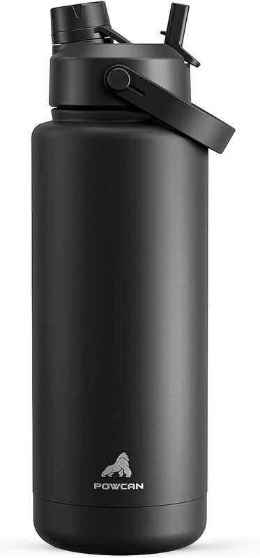 by Meoky 40oz Dual-Opening Sports Water Bottle with Carry Handle –Black, New Year Sal