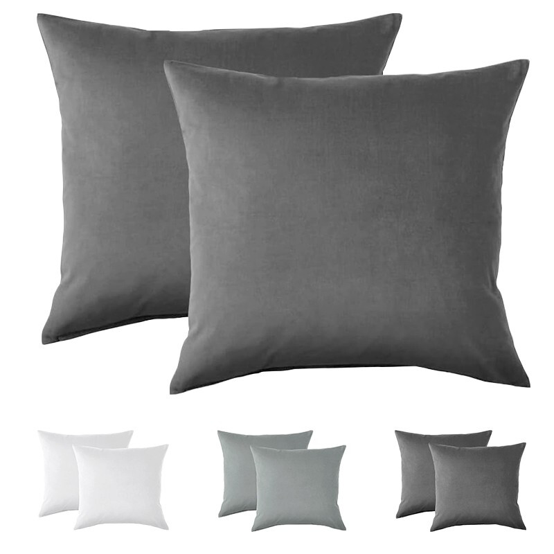 XLLX Basics 80x80 cm Kissenbezüge 2er-Set, Superweiche Pflegeleichte Mikrofaser, Mit Reißverschluss, Dunkelgrau, Kissen Nicht Enthalten