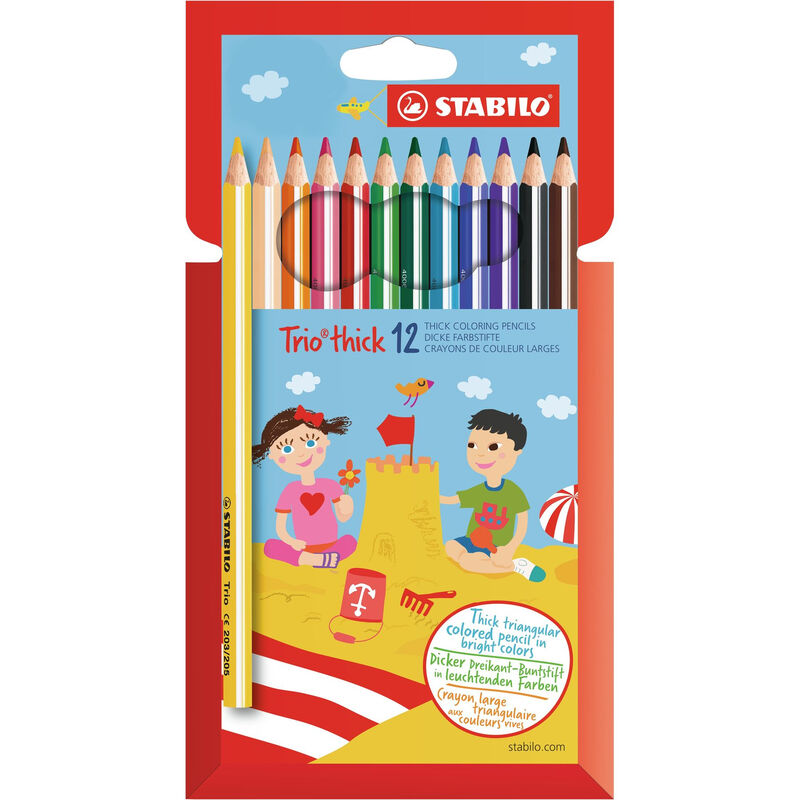 STABILO Trio thick - Driehoekig kleurpotlood - Set van 12 - Assorti kleuren