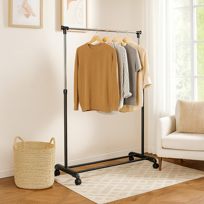 Home Vida Single Garment Rack Silver/Black