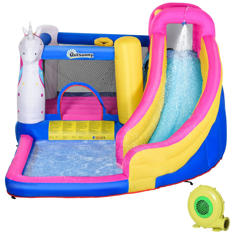 342-027V70MX Outsunny Bouncy Castle for Children, 5 in 1 Inflatable Bounce House Unic