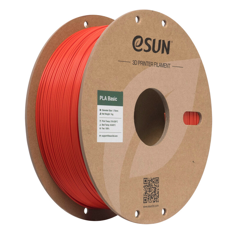 eSUN PLA-Basic 3D-printfilament 1,75 mm - Rood 1 kg, Hoge snelheid & hoge kosteneffectiviteit geüpgraded PLA 3D-filament voor de meeste printers snelle levering