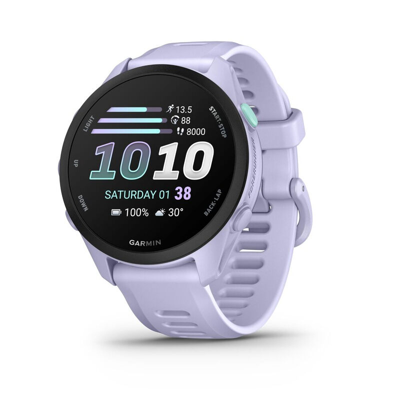 GARMIN Forerunner 70: Lauf-GPS-Smartwatch mit 13 Tage Akkulaufzeit, Laufdynamik & Smart-Benachrichtigungen in kühlem Lavendel, 42 mm.