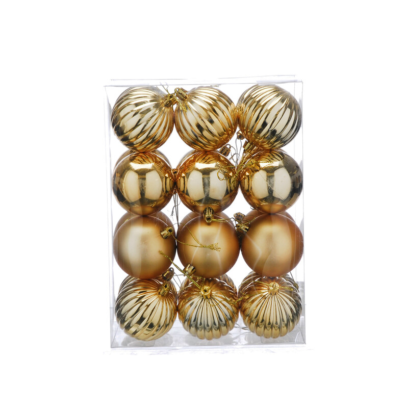 Festive Christmas Festive Pack Of 24 X 7Cm Mixed Finish Ornament Balls In Classic Gold For Your Tree