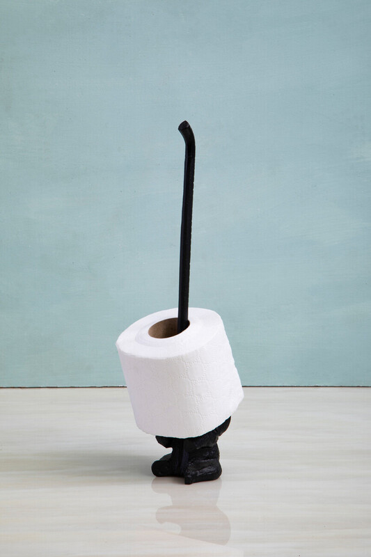 Black Metal Elephant Toilet Roll Holder