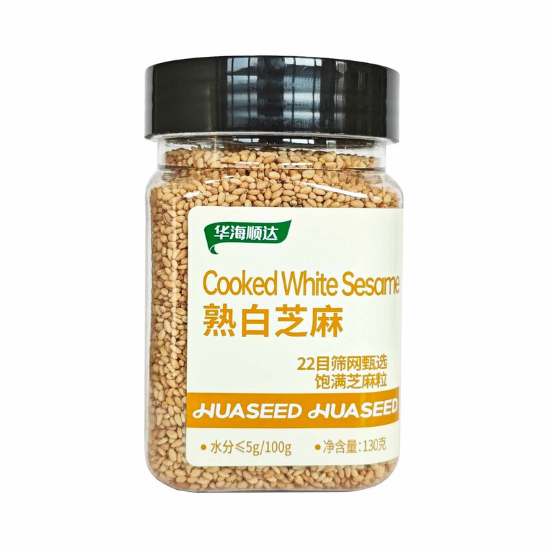 HUASEED Roasted White Sesame Seeds 130 g (Bottle)