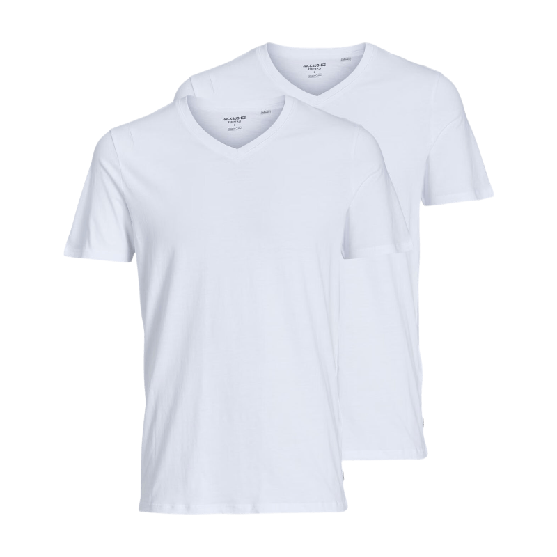 JACK&JONES Additionals Jacbasic T-shirt à Col en V SS Lot de 2 Sans Étiquette Coupe Classique