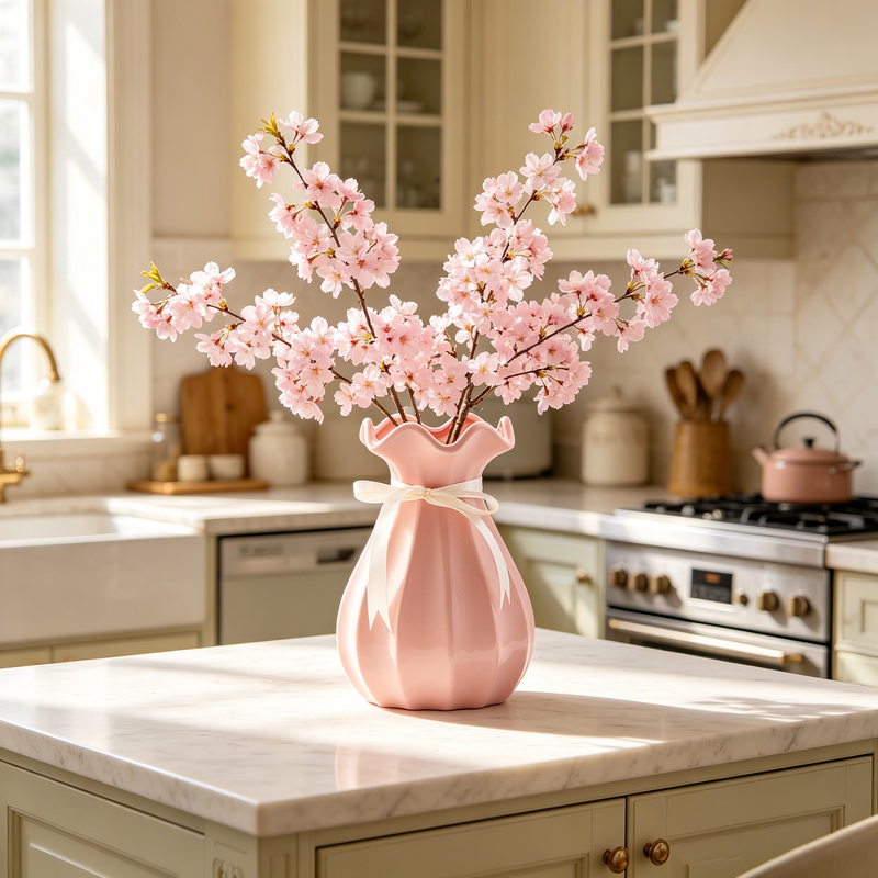 1 stuk 8 inch/20,5 cm keramische vazen voor minimalistische moderne woondecoratie, decoratieve bloemenvaas voor bruiloft, eettafel, kantoor, slaapkamer - Roze