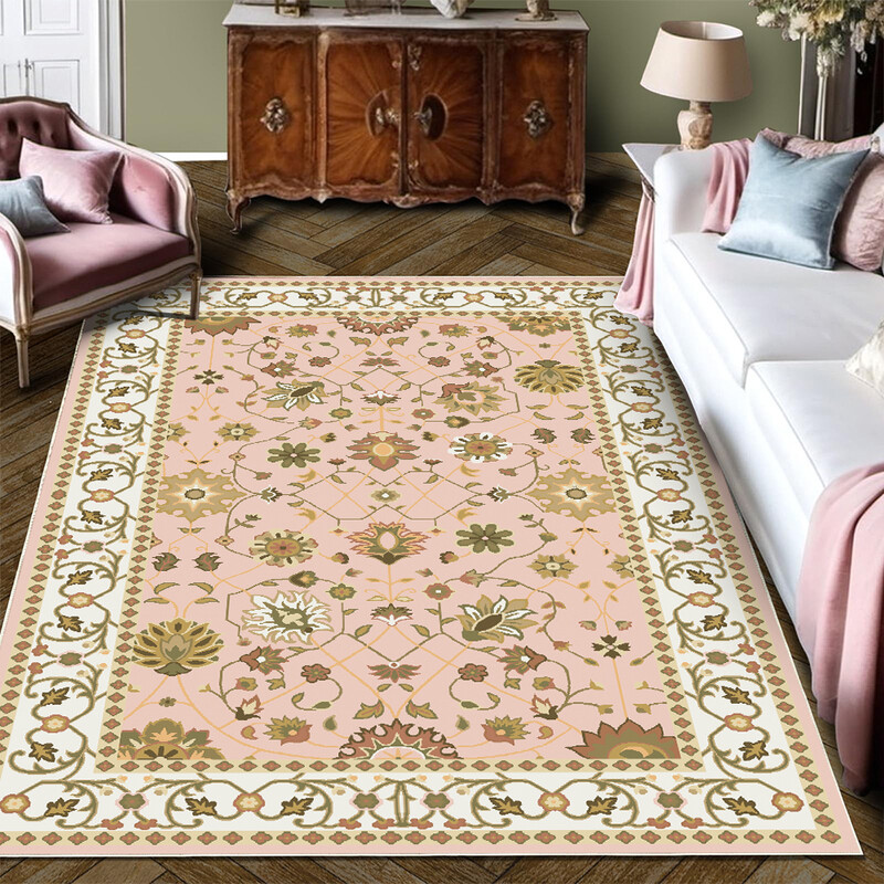 Area Rug Living Room Rugs: Floral Washable Rug Vintage Soft Boho Non-Slip Carpet Indo