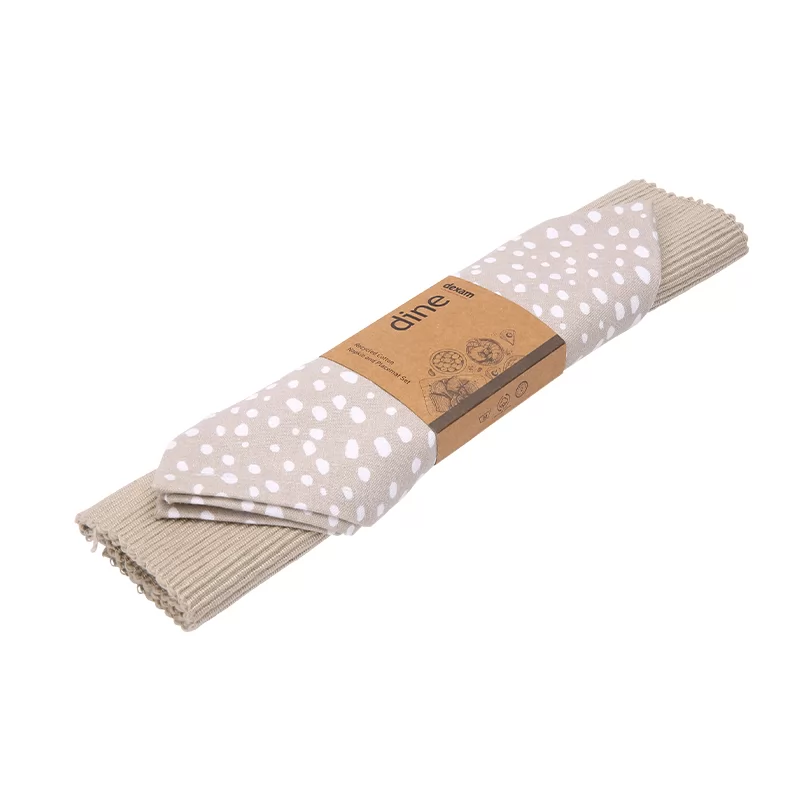 Dexam Placemat- en Servetset Sintra Gestipt 100% Katoen Steenkleur
