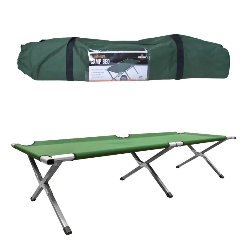 Camping Deluxe Folding Camping Bed/Lightweight & Portable/Aluminium Frame & 60 OD Pol