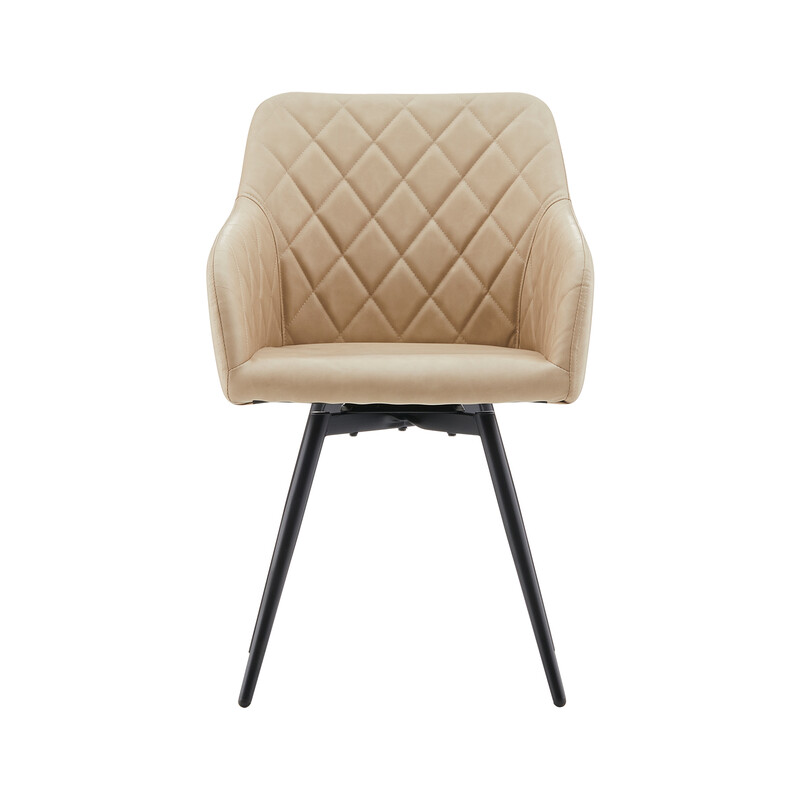 CLIPOP Faux Leather Dining Chairs, Set of 2, 360 °Swivel Upholstered Kitchen Chairs Armchair with Backrest and Metal Legs for Home Office Bedroom Living Room Lounge 0588 cream 54.5*60*84 cm