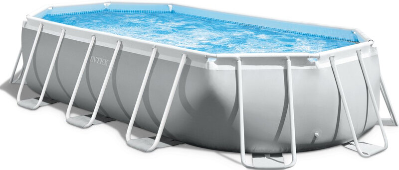 Intex Prism Frame Ovale Zwembadset - 503 x 274 x 122 cm, Lichtgrijs