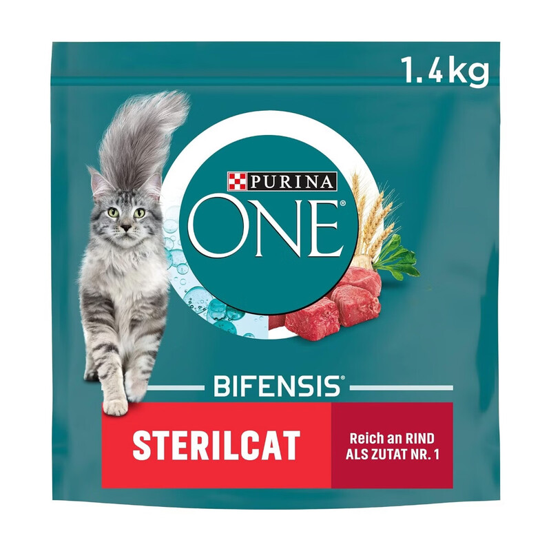 PURINA ONE BIFENSIS Sterilcat Trockenfutter für kastrierte Katzen, reich an Rind - 6 x 1,4kg - Für Gewicht & Harnwege
