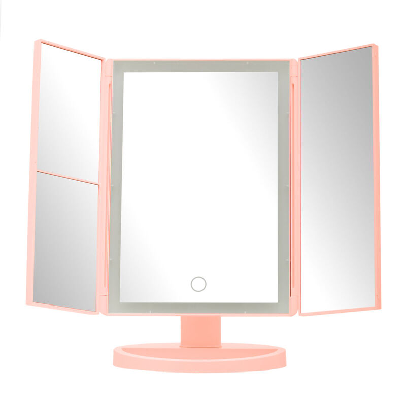 Premier Housewares Beauty Mirror Cassini Tri Fold LED - Pink