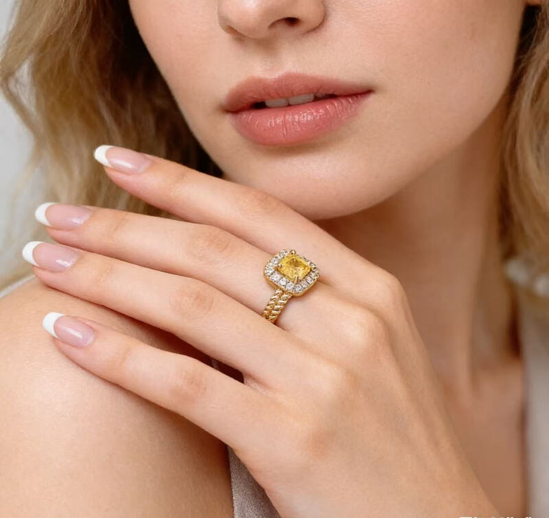 Verbex gold ring with zirconia, sugar cube, open ring, adjustable ring, suitable for all seasons.