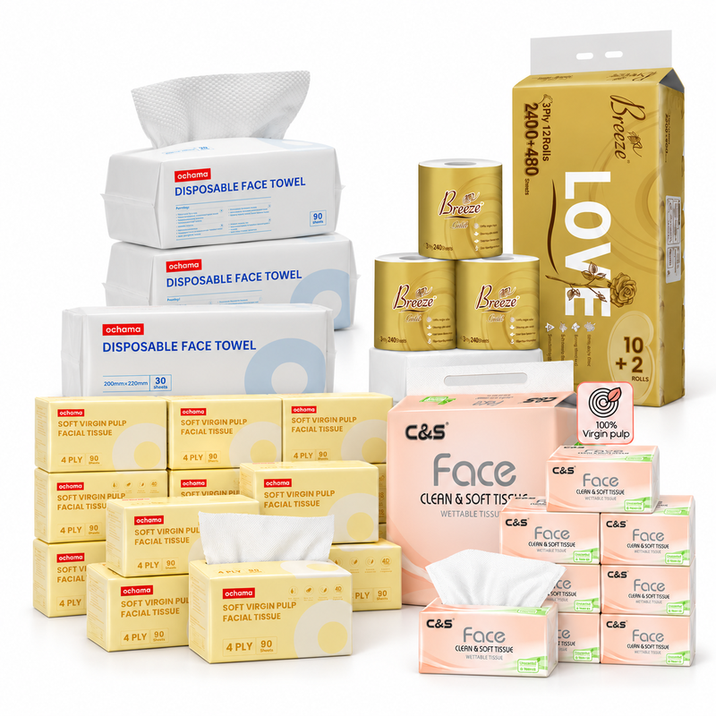 Taschentücher-Bundle für zu Hause - ochama 4-lagige Kosmetiktücher 1800 Blatt (90*20)*1 + C&S weiche Kosmetiktücher 960 Blatt (120*8)*1 + …