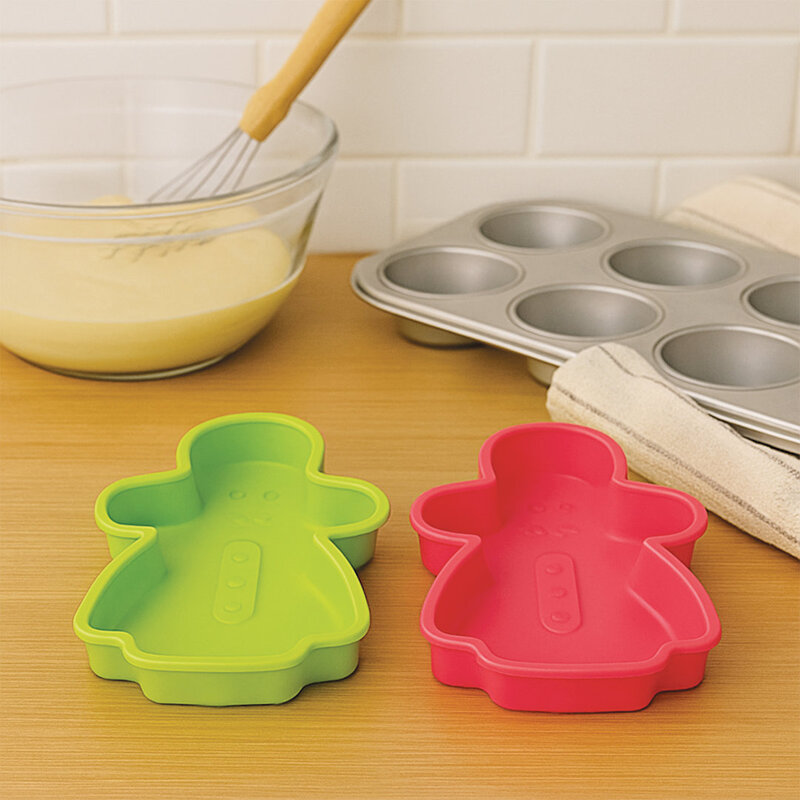 Essentials By Premier Women's Pink/Green Silicone Baking Gingerbread Cake Moulds