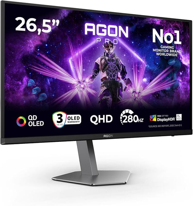 AOC AGON PRO | AG276QZD2 | 27 Zoll | QHD 2560 x 1440 (DisplayPort: 240 Hz, HDMI: 144 Hz) | 250 cd/m² | 2X HDMI, 2X DisplayPort | Höhenverstellung, Pivot (Drehfunktion), Schwenkbar, Neigbar | Lautsprecher