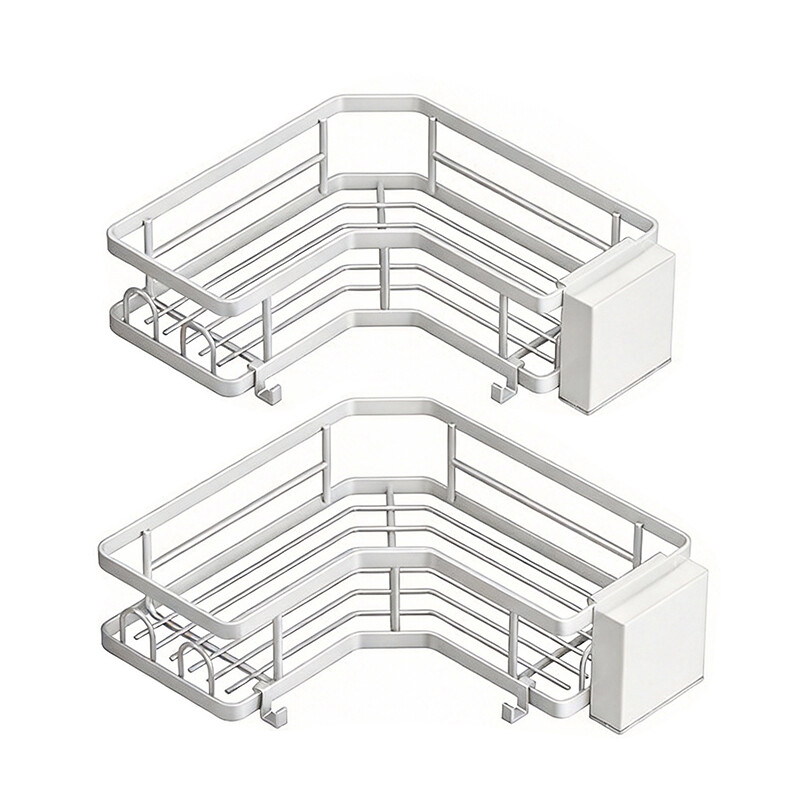 2-Pack White Triangle Bathroom Corner Shelf, Bathroom Organizer