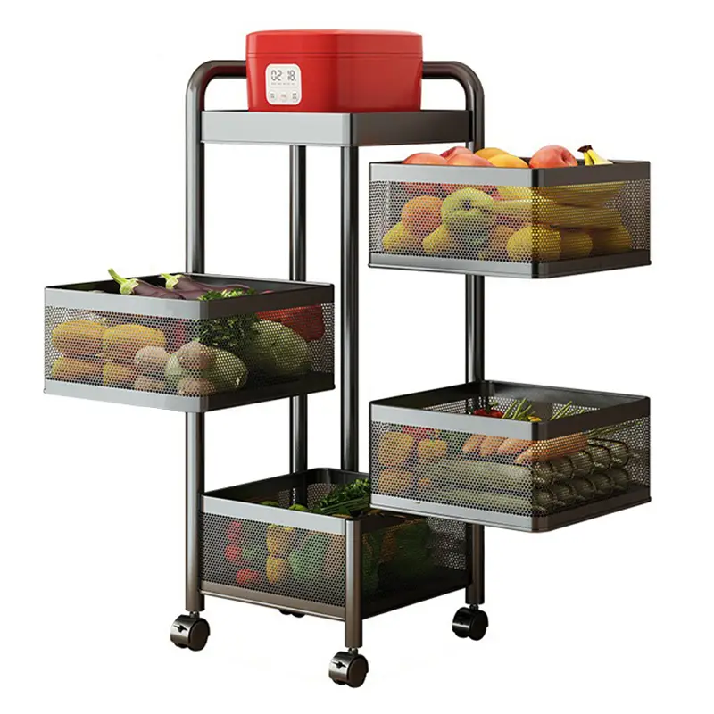 Kitchen Shelves Floor Trolleyrotating Storage Rack Rackcabinet Shelves - Five Layers