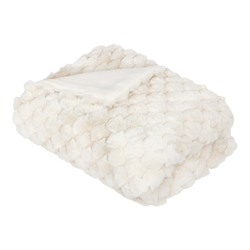 Atmosphera Adriel Fleece Jacquard Deken - 120 x 160 cm, Effen Patroon