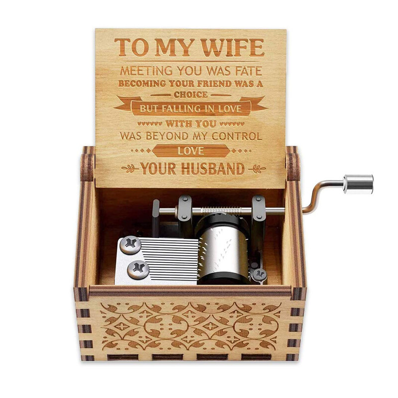 Alphynix Boîte à musique ''To My Wife'' en bois, cadeau mari-femme