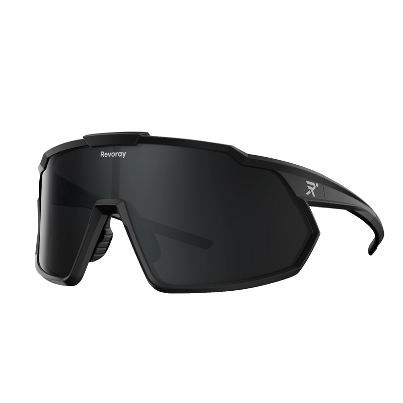 Revoray Fietsbril – Hoogwaardige TAC Gepolariseerde Lenzen, 33 g Ultralicht TR90 Montuur, UV400 Bescherming, Water- en Olieafstotende Coating, Professionele Sportzonnebril voor Fietsen, Y1-zwart