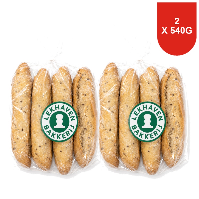 Lekhaven Bakkerij Meergranen Rustieke Baguette 4 x 135 g x 2
