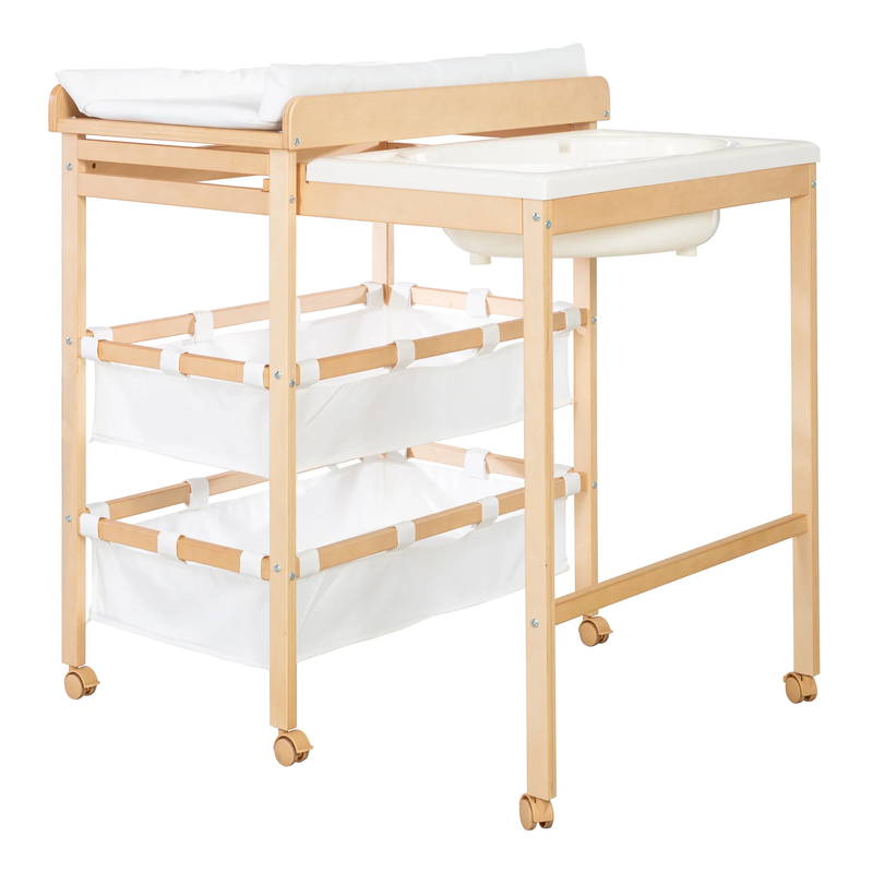 roba Table extensible bain et change 'Baby Pool' avec baignoire Bois naturel / Tapis