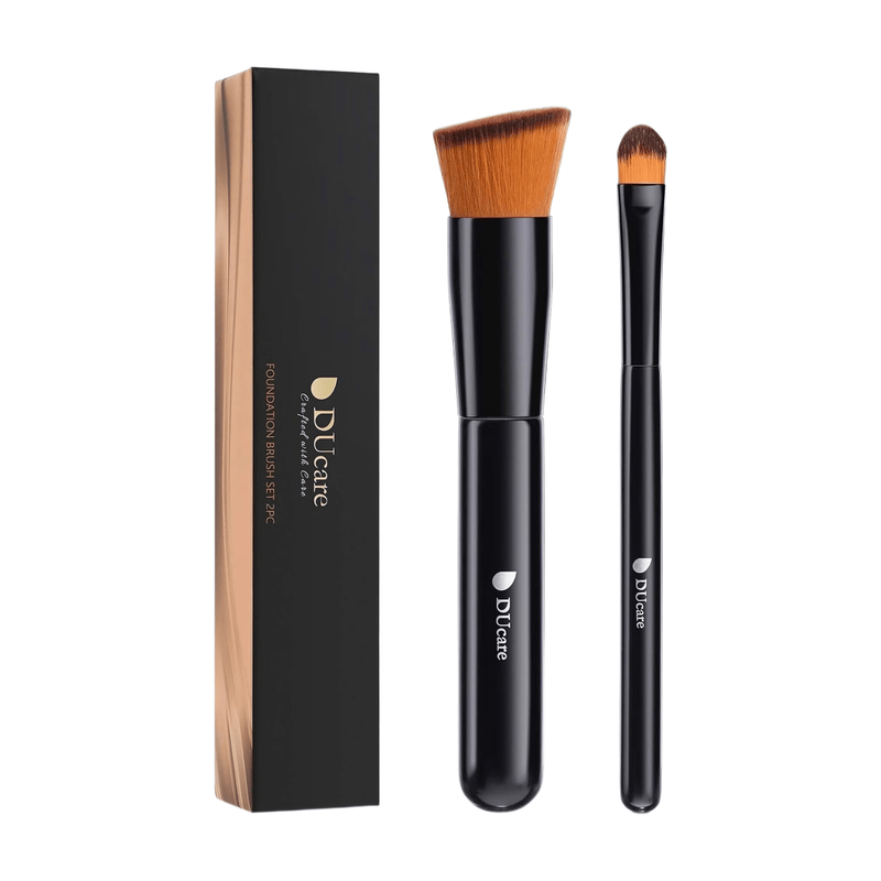Ducare Black Angled Foundation Brush + Concealer Brush 2-Piece Set
