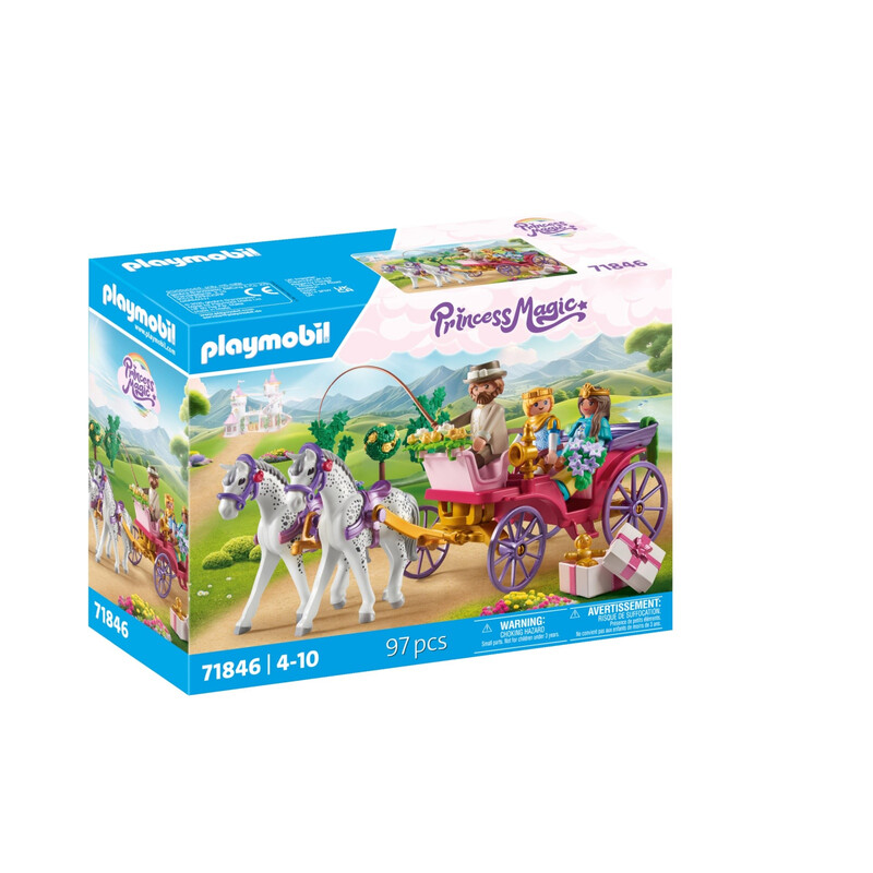 PLAYMOBIL Prinzessin Magie: Kutschenfahrt mit Prinzessin & Prinz - Märchenhaftes Spielzeug für Kinder ab 4 Jahren