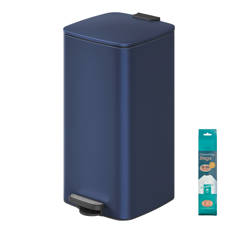 Ochama X Songmics Ochama Trash Can, 8-Gallon Trash Bin, Stainless Steel Kitchen Garbage Can, Midnight Blue