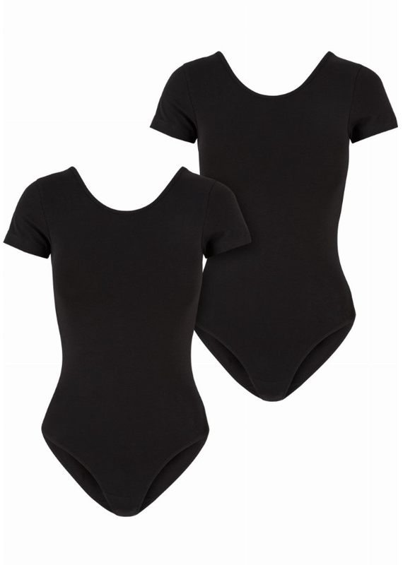 Urban Classics Damen-Body aus Stretch-Jersey aus Bio-Baumwolle, 2er-Pack, schwarz+schwarz, Größe M