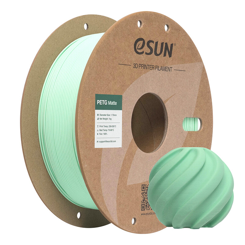 eSUN Mat PETG 3D-printing Filamenten 1,75 mm - Mintgroen 1 kg, Kosteneffectief Matte Afwerking Inlopend 3D-printing Materiaal Geschikt Voor Buiten Snelle Levering