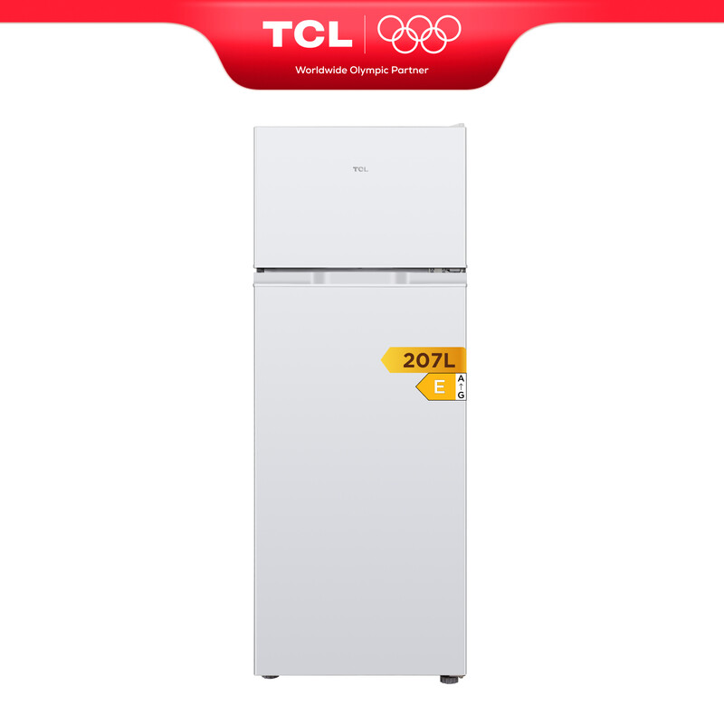 TCL RF207TWE1 compacte koel-vriescombinatie, totaal 207 liter, koelkast 167 liter, vriezer 40 liter, snelkoelen en snelvriezen, verstelbare legplanken en poten [energieklasse E]