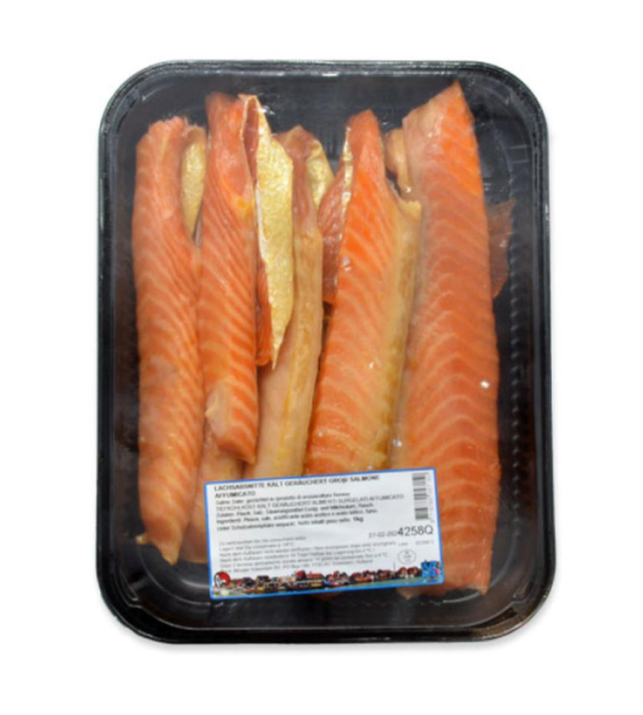 Noorse gerookte zalm buikflappen groot 1 kg