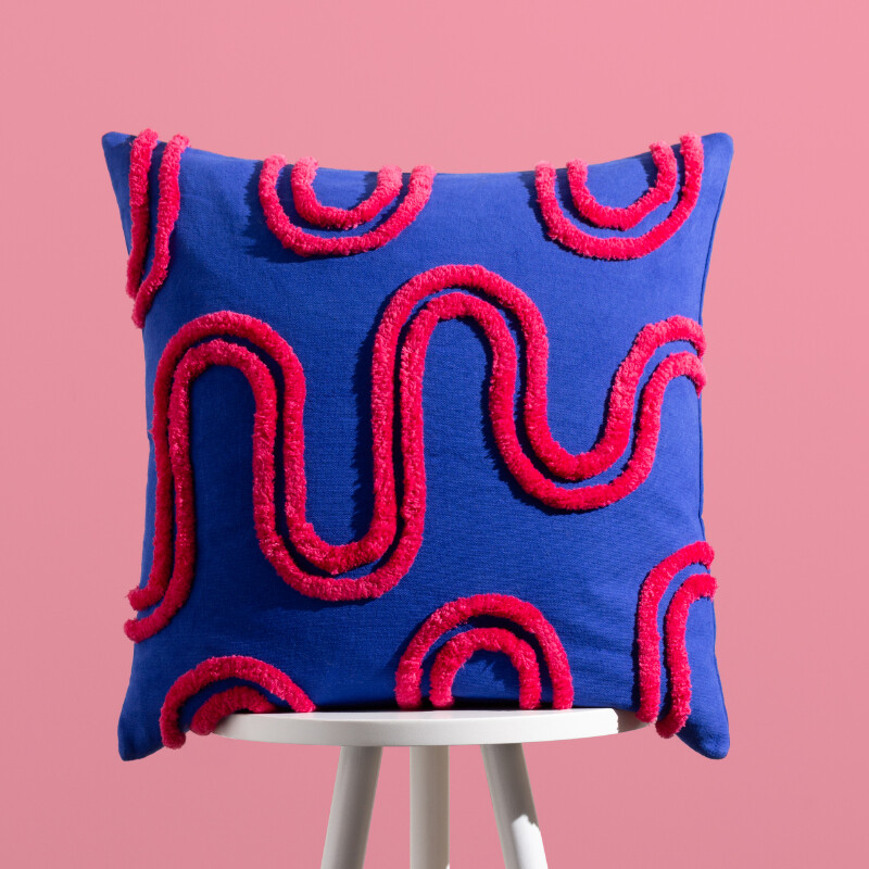Archie Cushion Square Cobalt/Pink 45x45cm