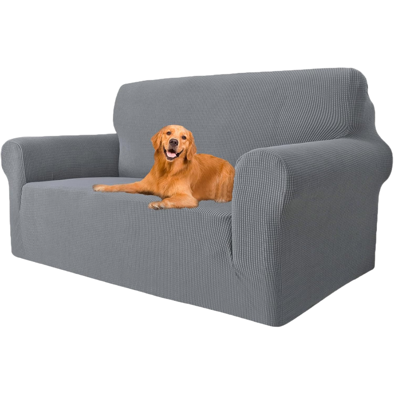 YSTYLE Stretch-Sofabezug, Couchbezug für Couch und Sofa, Möbelschutzbezug für Sofa mit elastischem Boden, 2-Sitzer, LM, Hellgrau